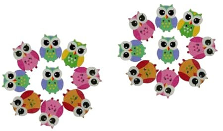 KONTONTY 2 Sets Holzknöpfe Mit Eulen-design Vielseitig Einsetzbar Zum Nähen Stricken Scrapbooking Basteln Projekte 100 Stück * 2