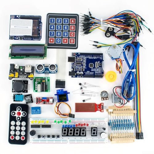 Complete For Arduino R3 Starter Set With Tutorial, DIY Electronic Components, Breadboard, Sensors, LCD Display For Beginners
