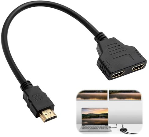 Vidacharmy Adaptateur Répartiteur Splitter HDMI 2 Sorties 1080P, Double HDMI Mâle vers Double HDMI Femelle, pour HDTV, Moniteur et Projecteur, la Commutation à Double Port, Prise Hdmi Double