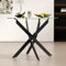 AOYA Table à Manger Ronde en Verre - Moderne - avec Pieds en métal - pour Salle à Manger, Salon, Cuisine - Noir - 80 x 80 x 76 cm