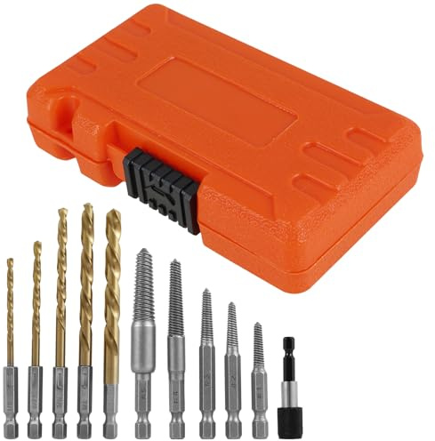Schraubenausdreher Set, 11 Stück aus HSS - Linksausdreher Set, Ausdreher, Schrauben Ausdrehwerkzeug zum Bohren und Entfernen beschädigter Schrauben (1)