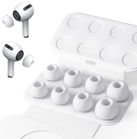 Adhiper 4 Paar Ersatz-Ohrstöpsel für AirPods Pro/AirPods Pro 2 mit Loch zur Geräuschreduzierung, rutschfeste Weiche Silikon-Ohrstöpsel mit Tragbarer Aufbewahrungsbox (XS/S/M/L)