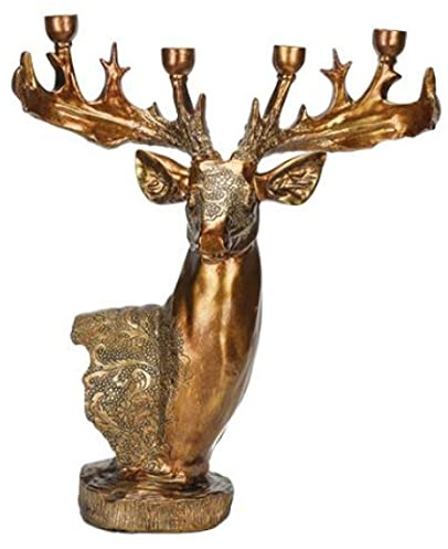 Hirschkopf-Skulptur, Elch-Kerzenständer, Rentiergeweih, Ornament, Skulptur, Rentierkunst, Kunstharz, Kerzenhalter, Schreibtisch-Dekoration, Gold