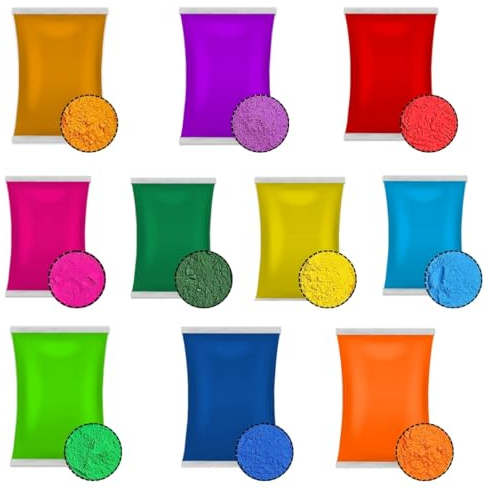 (Mix 10 bag_ 75gm) Holi-Gulal-Pulver, wasserlöslich, natürliches Festival-Fotoshooting, Rangoli-Farben, Regenbogenpulver, buntes Set, Tiere, Babyparty, Hochzeit, Sommer Camps