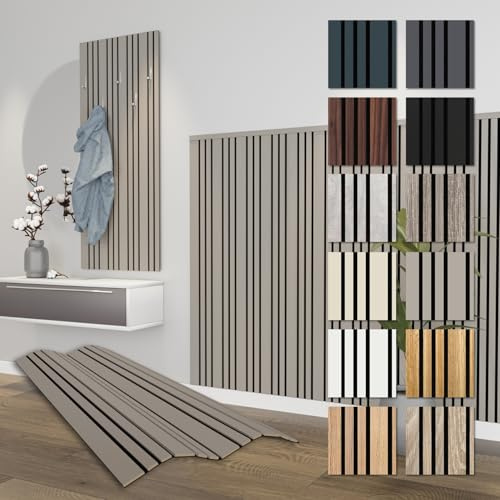 HEXIM Akustikpaneele 4 Stück 138,5x60cm Holz Mila - flexible Holzpaneele Platten Wandpaneele Wanddeko Wand Kombipaneel Wandverkleidung Schalldämmung Akustikfilz grau (3.32m² Sandgrey)