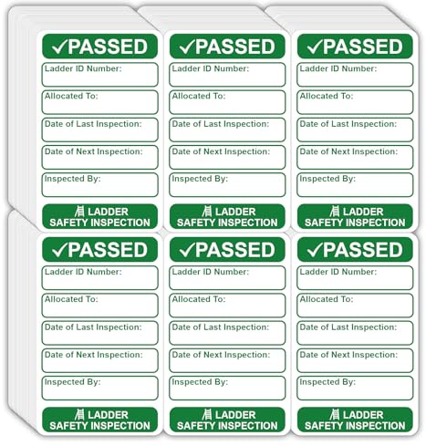 200 Pack Ladder Inspection Tags Green and White Ladder Inspection Stickers Self Adhesive Ladder Safety Inspection Labels 50mm x 80mm Ladders Tags for Ladders Industrial Maintenance