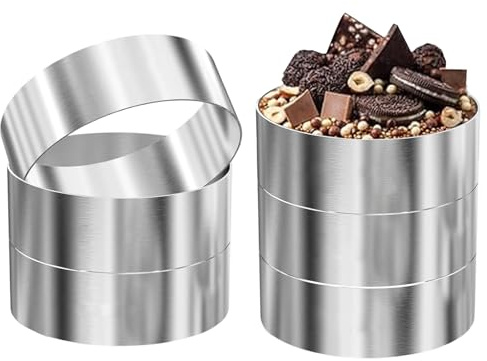 Bcuuozeeing 6 Stück Ø 10cm Burgerringe - 10x4x0.1cm Edelstahl Backring, Dessertringe und Speiseringe Set, Backringe für Backen, Kochen, Dessert, Mousse, Gebäck, Minikuchen, Mini-Pizzen, Muffins