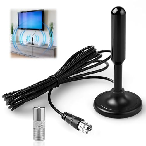 High Gain Digital TV Antenna Freeview HDTV Signal Booster Aerial | 4K 1080p Support, VHF UHF Reception, 120+ Miles Range, DVB-T/T2 Compatible, Smart Amplified Antenna for TV Tuners & HDTVs