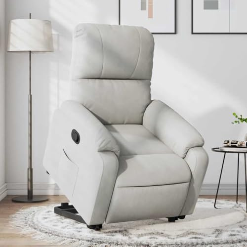 mtlskopl Relaxsessel mit Elektrischer Aufstehhilfe Hellgrau Mikrofaser 75x90x104 cm Bequemer Lesesessel mit Liegefunktion 135° Kino-Look für Wohnzimmer Schlafzimmer