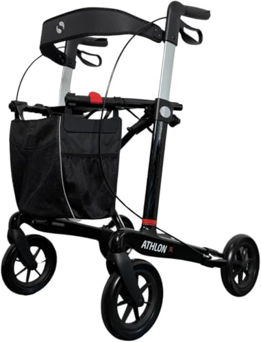 Rehasense Athlon SL Carbon Rollator inkl. Rückuengurt (Seeger Logo), 46 cm Sitzbreite, Exclusive Starlight Design, Leichtgewicht 5,2 kg, Gr.M