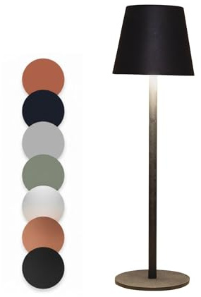 Coen Bakker LED Akku Tischlampe stufenlos dimmbar mit Touch IP44 3 Lichtfarben für Innen & Außen 36,5x11 cm Tischleuchte Glatt Groß, Farbe:Schwarz