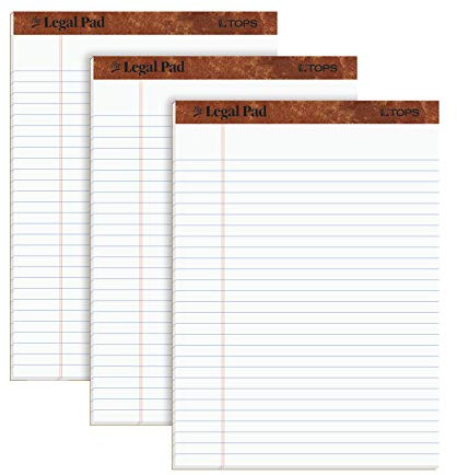 Tops Legal Pad, Legal Rule, 50 Blatt, 3er Pack, weiß 8.5 x 11.75 weiß
