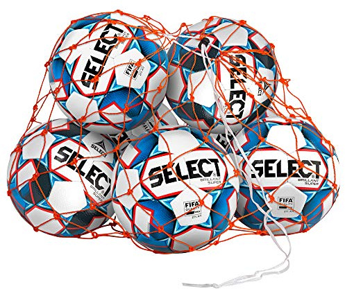 SELECT Unisex-Fußballnetz für Erwachsene, weiß, für 10-12 Bälle