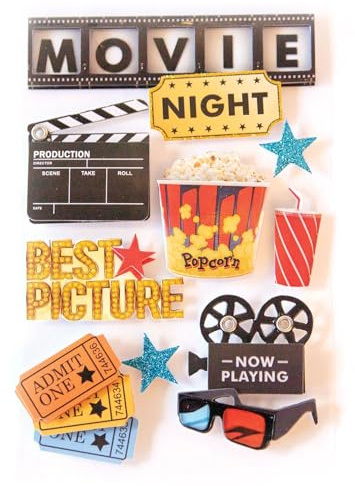 Paper House Productions STDM-0015E 3D Sticker, Movie Night