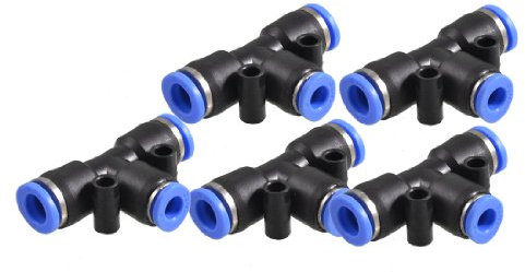 sourcing map 5x Air Pnéumatique T Adaptateurs 8mm à 6mm Une Touche Raccords Connecteurs