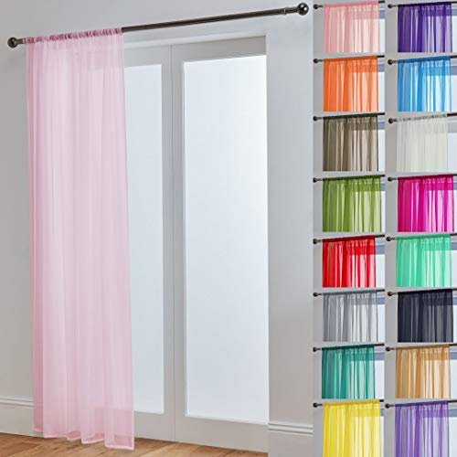 John Aird Lucy Woven Voile Slot Top Curtain Panel (Pink, 58 Wide x 90 Drop)