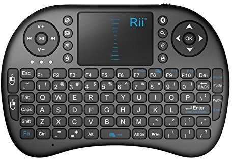 Rii Mini Bluetooth Wireless Touchpad Rechargable Keyboard Combo, for PC, PAD, XBOX 360, PS3, Google Android TV Box, HTPC, IPTV, Black (i8 BT) Black