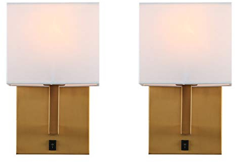 Yosoan Stoffschirme Wandleuchte Einfache Moderne Mode Kreative Wandlampe mit Stoffschirme (2 Stück antike Farbe)