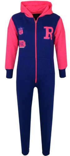 A2Z 4 Kids Girls Boys Varsity Baseball Hooded Onesie Fleece All In One Jumpsuit Age 5-13 Years