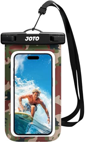 JOTO Waterproof Phone Pouch Cellphone Dry Bag Case for iPhone 16 15 14 13 12 Pro Plus Max XR X 8 7 6S SE, Galaxy S23 S22 S22+ S21 up to 7 -Camo