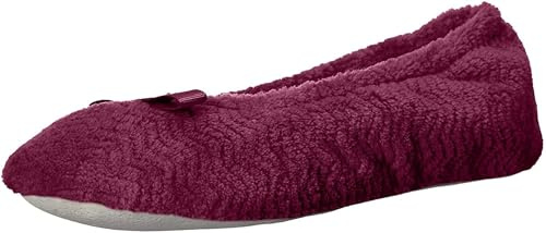 Isotoner - Chaussons ballerines Gemma en micro-éponge et mousse à mémoire de forme confortable, semelle en daim, pour femme