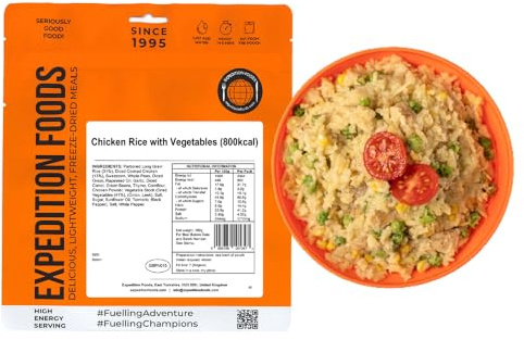 EXPEDITION FOODS Chicken Rice with Vegetables (High Energy Serving / 800kcal) | Freeze-Dried Camping & Hiking Food