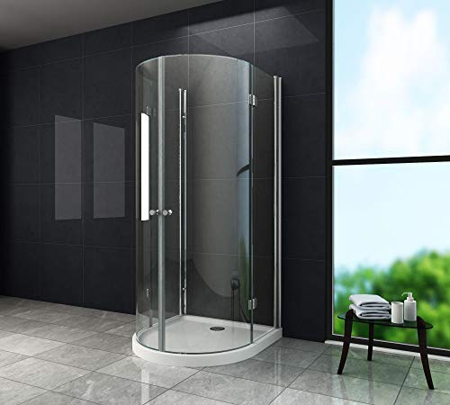 CHICHL Faltbare U-Duschkabine 80 x 80 x 195 cm Metall klares Glas