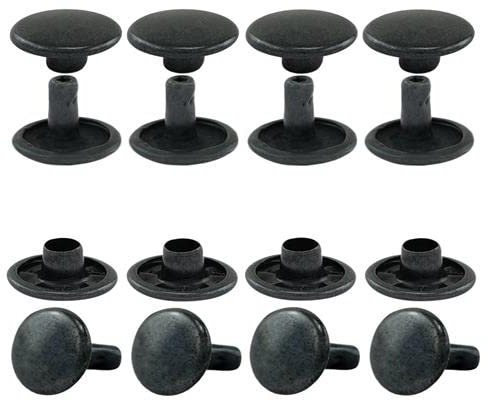 GETMORE Parts Rivetti vuoti a doppia testa, doppi rivetti, in acciaio, 2 pezzi, da 100 pezzi, nero, 6 mm