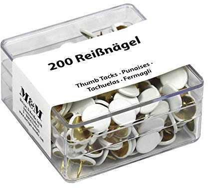 Metzger & Mendle 64270502 200 Reißnägel, kunststoffüberzogen, weiß