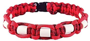 EM-Keramik Halsband für Hunde, mit Name möglich, verschiedene Größen wählbar, original EM-X-Keramik-Pipes, hellrot/rot gemustert