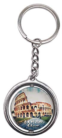 Roma Rome Italie 3D Verre Cristal Porte-clés Porte-clés Rotation Décoration Touristique Souvenir Hommes Femmes Accessoires Cadeau Rotation Décoration