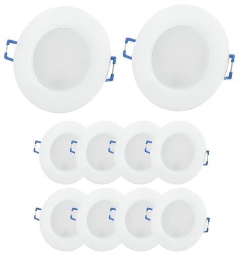 Sweet Led - LED Einbaustrahler 230V - LED Spots 6.5W Lochmaß Ø68mm - CCT IP44 Einbauspots für Badezimmer, Küche - Deckenspots 3000K 4000K 6500K - Einbauleuchten (10er | weiß)