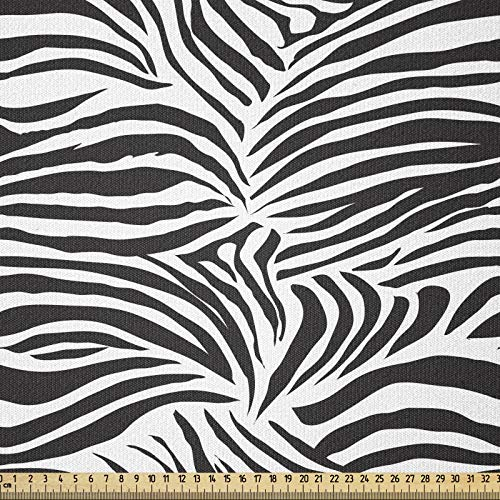 ABAKUHAUS Schwarz-Weiss Stoff als Meterware, Wilde Zebra-Linien, ausdehnbar mit Elestan für Heimwerkarbeiten und Näharbeiten, 1Meter, Weiß und Schwarz