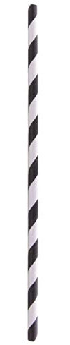 100 Pailles en papier rayées noires et blanches 20 cm