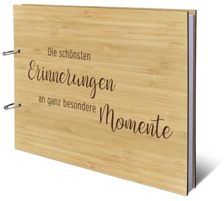 Geburtstag Gästebuch Bambus Cover Ringbuch 72 Blätter | 144 Seiten DIN A4 quer 302x215mm - Schönste Momente