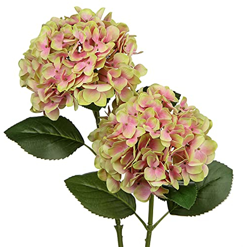 Künstliche Hortensie Blumen Real-Touch Kunstblumen Wie Echt Hydrangea Kunstzweige Blumengesteck für Bürotischen, Hotels, Rezeptionen, Wartezimmer, Esstische, Cafes Dekoration, 2 Stück