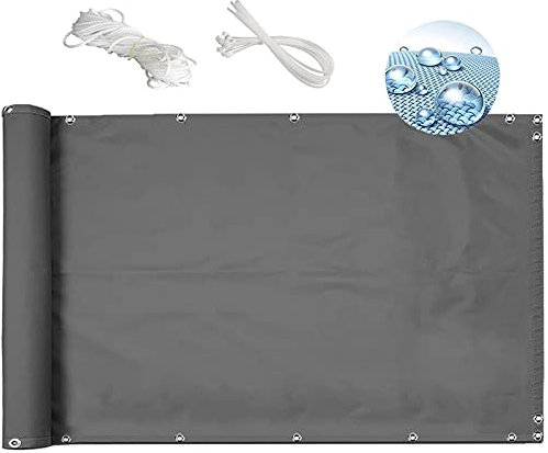 MEEYI Paravent Retractable 0.6x6m écran de Balcon Cache Balcon Brise-Vue ecran confidentialité paravent de Balcon Opaque confidentialite imperméabiliser pour Jardin avec Attaches de câble-Gris