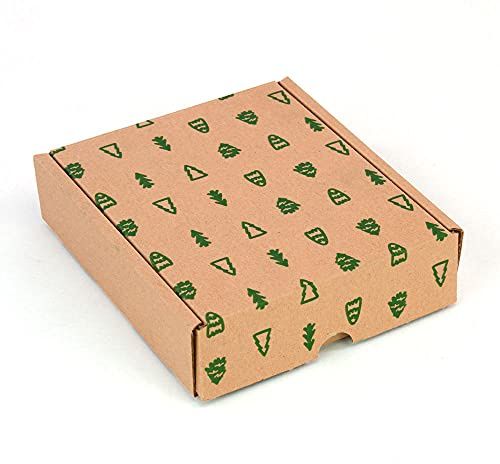 Packung mit 4 Versandkartons | Selbstaufbaubare Verpackung Weihnachten | Maße Geschenkbox 15,4 x 13 x 4 cm (L x B x H) | Umweltfreundlicher Karton 100 % recycelter Karton