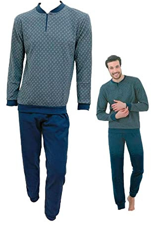 Il Granchio Pigiama Uomo Invernale in Caldo Jacquard Pigiama Uomo Felpato Diverse Fantasie (4012 Grigio, L)