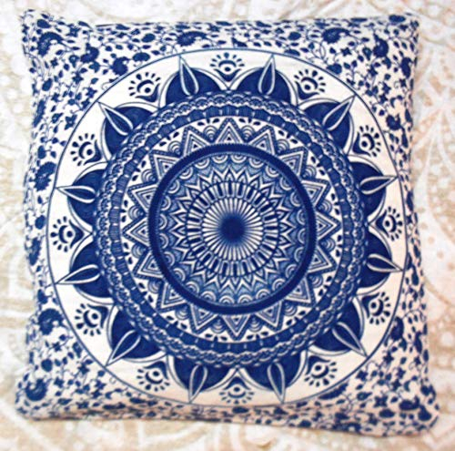 Mehrfarbiger Mandala-Kissenbezug, indischer Pouf, Kissenbezug, Pom Pom Outdoor, Boho-Kissenbezüge, Haustierbettwäsche, Wohnzimmer, dekorative Wurf-Kissenbezüge (50)