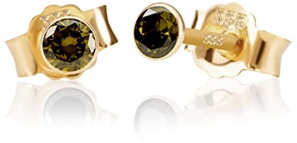 NKlaus Paar 3,5mm 333 Gelb Gold 8 Karat Ohrstecker Kristall Zirkonia Peridot Butterfly Verschluss Damen Mädchen 3363