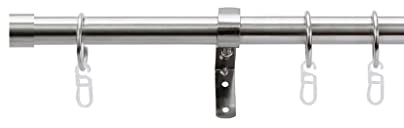 Vorhangstange Fixmaß Kappe 1-läufig nickel satiniert 16 mm, inkl. Zubehör (240 cm)