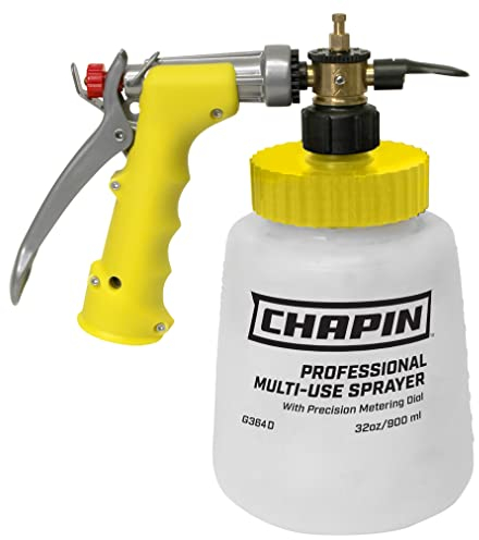 Chapin G364D Made in the USA 32 Ounce Professional Lawn and Garden Hose-End Sprayer With 16 Mixing Rations on the Metering Dial, Built-in Anti-Siphon, Translucent White