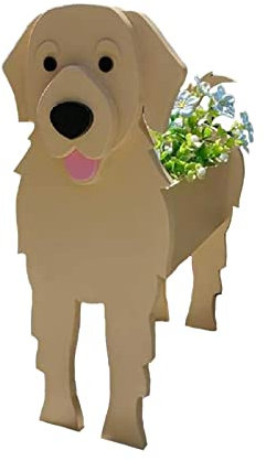 Hunde-Blumentopf, Cartoon-Tier-Pflanzgefäß für Gartendekoration, Golden Retriever-Form-Pflanzenbehälter-Halter, Blumentopf für die Aufbewahrung von Innenpflanzen im Freien
