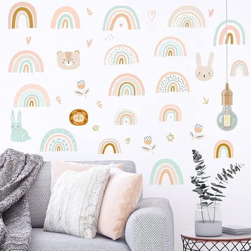 SPORTARC Fliesenaufkleber, Grundschule Kindergarten Klassenzimmer Layout Transparent Regenbogen Wandaufkleber Tapete Kinderzimmer Wandaufkleber Regenbogen Dekorative Wandaufkleber