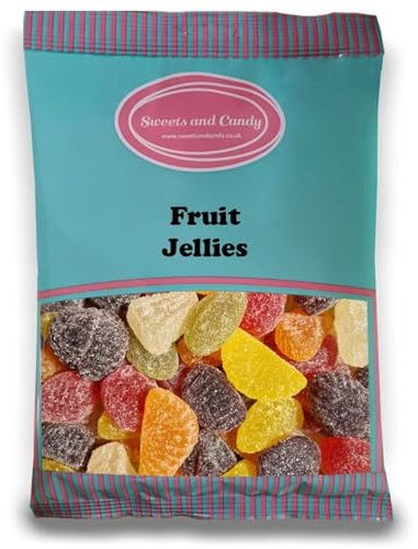 Sweets and Candy® Fruit Jellies 1Kg - Traditional Sugar Coated Fruit Soft Jellies - Large Fruity Shapes - Bulk 1 Kilo Bag - Pick and Mix Share Size Bags - Retro Pick and Mix Sweets