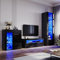 ELEGANT High Gloss Black Living Room Set TV Stand Sideboard Display Cabinet(187cm) Multicolour LED Lights,UK Power Adapter Included