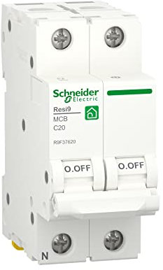 Schneider Electric R9F37620 Interrupteur magnéto-thermique, MCB, Resi9, 1P+N, 20A, courbe C, 4500A, 230 V