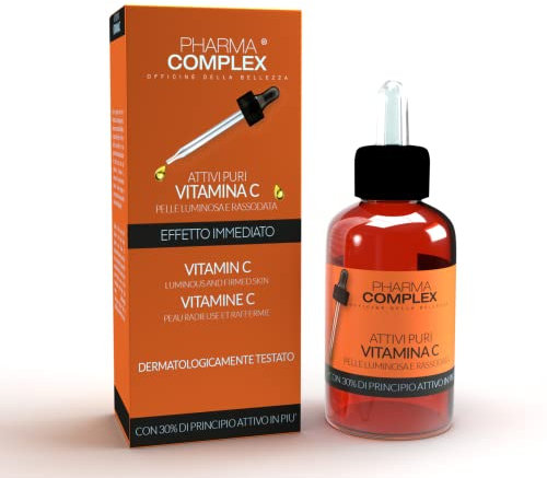 Vitamina C Siero Viso Antimacchia 30ml, Siero Vitamina C Antirughe Nutriente per Tutte le Pelli Uomo e Donna, Olio Vitamina C Viso Luminoso e Efficace