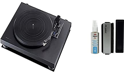 Teac TN-180BT-A3/B giradischi HiFi con trasmettitore Bluetooth per altoparlanti e cuffie, Nero & Meliconi Vinyl – Kit di pulizia professionale per tutti i tipi di dischi, colore: argento